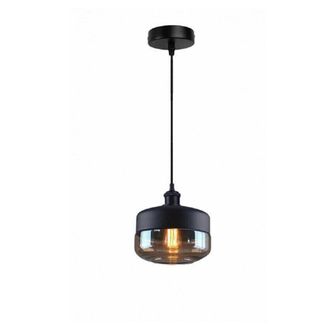 Trade Shop Trade Shop Traesio - Trade Shop - Lampadario A Sospensione Vintage Da Soffitto E27 Nero Vetro Effetto Ambrato Lp13