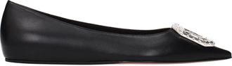 Amina Muaddi Ballerine Camelia Dames Leer Zwart