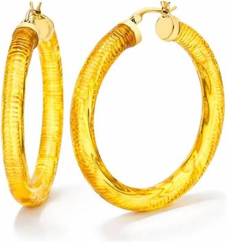Gold & Honey Womens Instyle Lucite Hoop Earrings In Honey