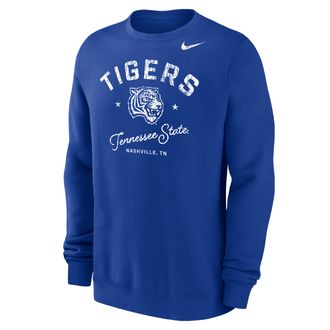 Nike Mens College (Tennessee State University) Mens Club Fleece Crew-Neck Sweatshirt in Blue | M33778TESU25-RYL
