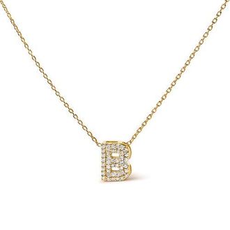 House of Brilliance 10K Gold Diamond Accent A-Z Initial Bubble Pendant Necklace in Yellow | B at Nordstrom