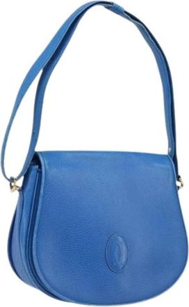 Cartier Pre-owned Vintage Shoulder Bag - Dames - Vintage Schoudertas - Blauw - ONE Size - Leer - Vintage