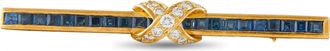 Luxury Bazaar 18K Yellow Gold 0.30ct Diamond and Sapphire Pin Brooch MF19-063026