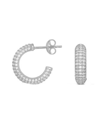 Sphera Milano 14K Over Silver Cz Huggie Hoops