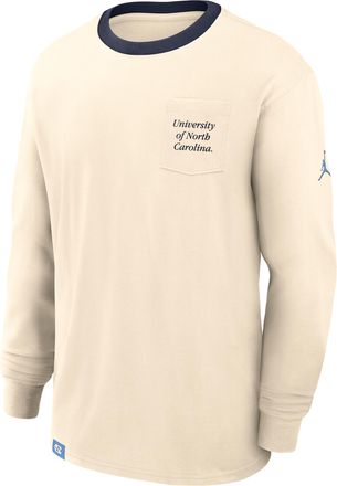 Nike Jordan Mens North Carolina Athletic Prep Max90 Pocket Logo Jordan Brand College Long-Sleeve T-Shirt in Brown | 0JND0C38NCN-UPP