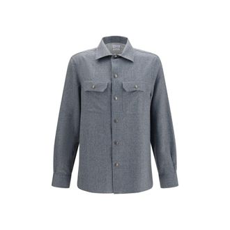 Brunello Cucinelli Gray Wool Oves Aries Mens Shirt