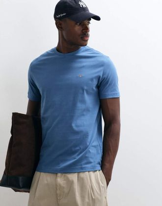GANT T-shirt regular a maniche corte tortora con scudo-Marrone