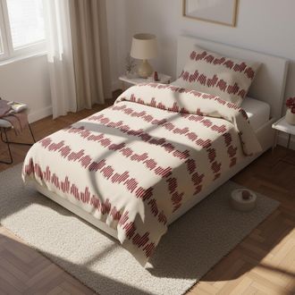 KASANOVA Parure copripiumino singolo geometrico bordeaux