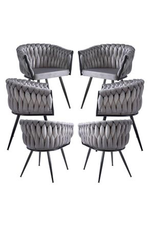 Regalos Miguel Packs Sillas Comedor - Pack 6 Sillas Widny Black Terciopelo - Gris Oscuro