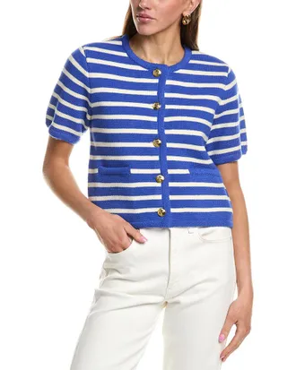 English Factory Knit Striped Wool-Blend Cardigan