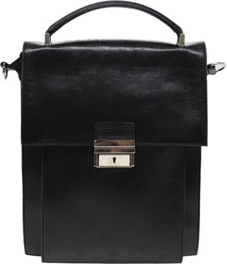 Fendi Vintage Leather Black Leather Handbag (Pre-Owned)