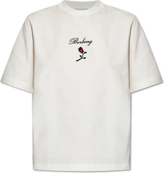 Burberry T-shirt met logo - Dames - T-shirts - Wit - S - Katoen - Tops
