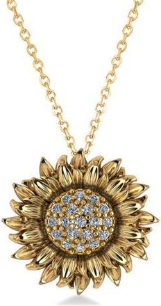 Allurez Sunflower Diamond Pendant Necklace 14k in 0.19Ct,yellow Gold at Nordstrom, Size 18