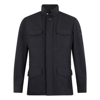 Moorer Light Jackets, male, Blue, Size: M Light dark blue elegant jacket with practical pockets