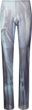 Jean Paul Gaultier Womens Mesh Trouser Printed Water - Light Grey Nylon - Size X-Small