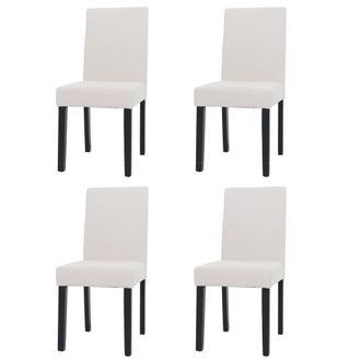 Hhg Hhg - Lote De 4 Sillas De Comedor Littau, Silla De Cocina Respaldo Alto, Tela/textil Cuerda Madera, Crema, Patas Oscuras