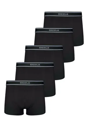 Siksilk Mens Black Pack of 5 Boxer Shorts XXL