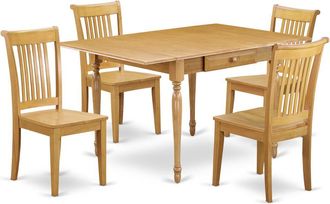 East West Furniture Dining Room Set Oak, MZPO5-OAK-W