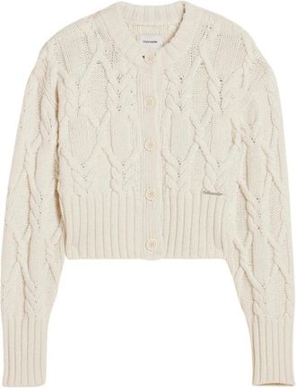 Holzweiler Chunky Cable Cardigan in Ecru - Dames - Vesten - Beige - L - Wol - Truien & Vesten