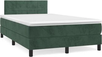 vidaXL Vidaxl - Cama Box Spring Con Colch&oacute;n Terciopelo Verde Oscuro 120x190 Cm
