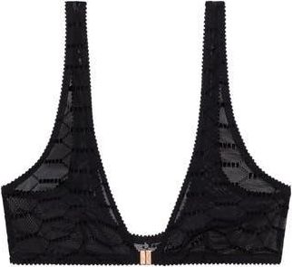 Savage x Fenty Flocked Logo Bralette in Black Caviar at Nordstrom Rack, Size Small