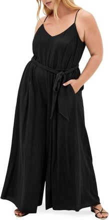 City Chic Kaira Sleeveless Wide Leg Jumpsuit in Black at Nordstrom, Size 24W