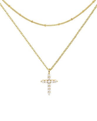 Liv Oliver 18K Cz Cross Necklace