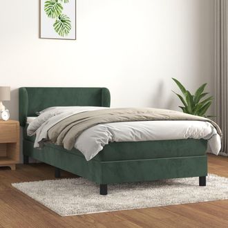 vidaXL Cama Box Spring Con Colch&oacute;n Terciopelo Verde Oscuro 90x190 Cm Vidaxl