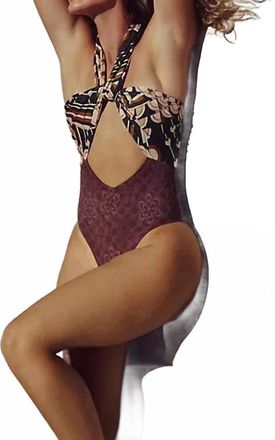 Free People Miley One-Piece Swimsuit In Beige/brown