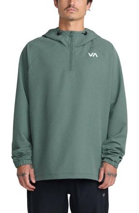 Rvca Canyon Water Repellent Quarter Zip Hoodie in Balsam Green at Nordstrom, Size Xx-Large