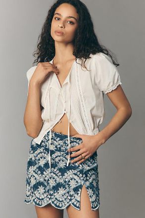 Anna Sui Cotton Scallop Mini Skirt