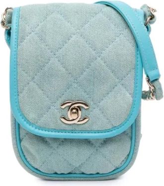 Chanel Pre-owned Cross Body Bags, female, Blue, Size: ONE SIZE Pre-owned Denim crossbody-bags