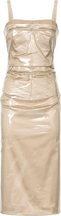 Dolce & Gabbana KIM DOLCE&GABBANA transparent overlay midi dress - women - Cotton/Acetate/Elastane/Nylon/Polyurethane - 40 - Neutrals