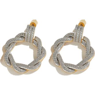 Classicharms Ysabel Pavé Eternity Twist Hoop Earrings in Gold at Nordstrom