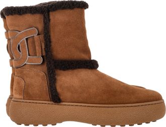 Tod's TodS Pre-owned Womens Kate Shearling Boots in Brown Suede - Mocha - Size 37.5 EU/IT