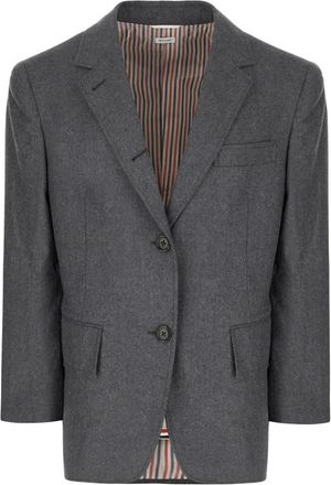 Thom Browne Solid Wool Flannel Oversized Sportcoat - Dames - Blazers - Grijs - XS - Wol - Jassen