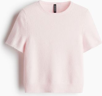 H&M T-Shirt aus Feinstrick - Hellrosa