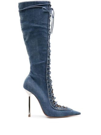 Le Silla Colette 120mm denim boots - Blue