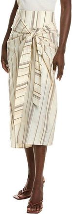 Brunello Cucinelli WomenS Striped Wrap Midi Skirt, Size 8