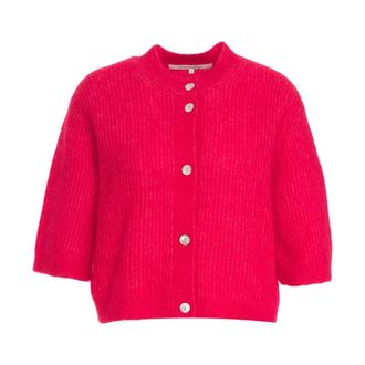 Second Female Cardigans, female, Red, Size: M Red Knit Cardigan Aw25