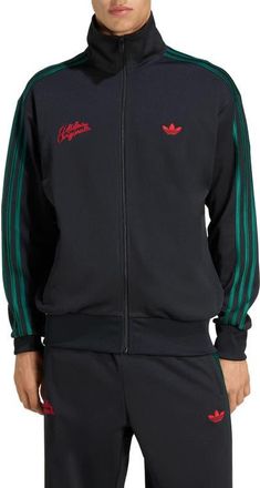 adidas Firebird Roses Track Jacket in Black/Collegiate Green/ at Nordstrom, Size Xx-Large