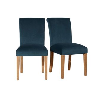 Robin des Bois Juego de 2 sillas de hevea y tela azul