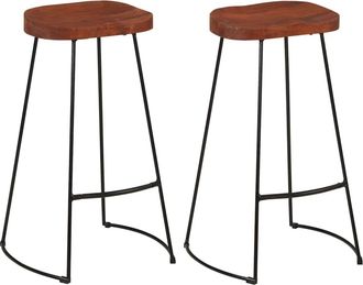 vidaXL Taburetes De Bar Gavin 2 Uds Madera Mango Maciza 50x40x78 Cm Vidaxl