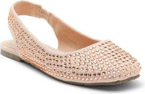 Kenneth Cole Reaction Esme Rhinestone Embellished Slingback Flat in Blush Microsuede at Nordstrom Rack, Size 9.5