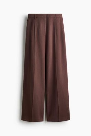 H&M Linen-blend Tailored Trousers in Dark Dusty Pink at Nordstrom, Size 18