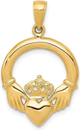 Diamond2Deal 14k Yellow Gold Polished Claddagh Pendant