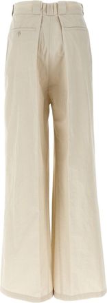 Maison Margiela Wide-Leg Cotton Blend Trousers - Cream