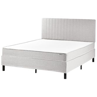 Beliani Cama Con Somier De Tela 160 X 200 Cm Con Colch&oacute;n De Muelles Ensacados Con Cabecero Dormitorio Gris Claro Countess