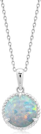 MAX + STONE 14k Yellow or White Gold Roped Halo 8mm Round Gemstone Pendant Necklace