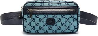 Gucci Blue Navy Canvas Leather Fanny Pack (Pre-Owned)